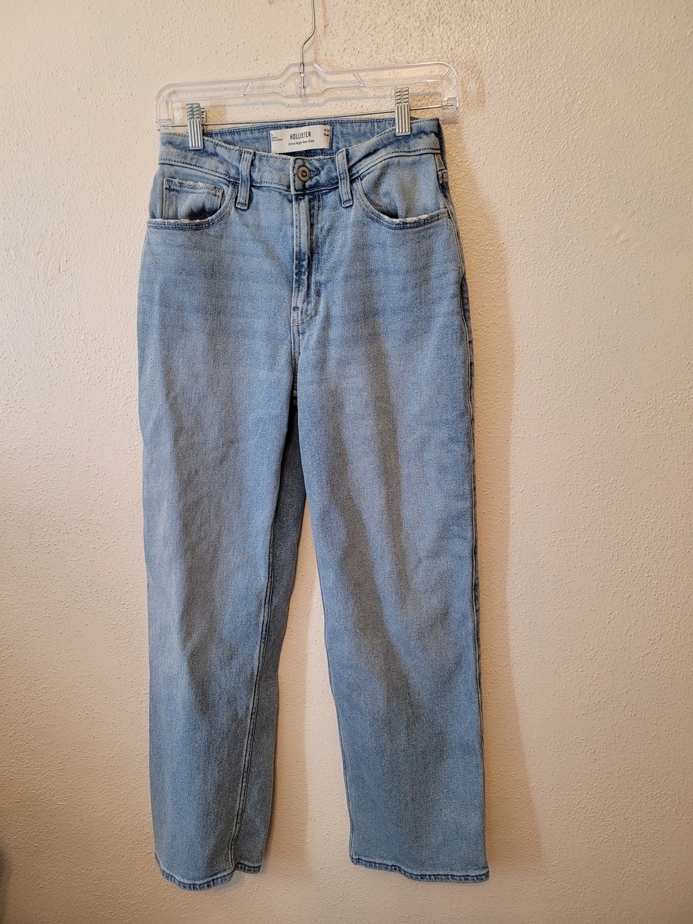 Hollister Ultra High-Rise Dad Jeans W26 Short Light Wash Relaxed Y2K